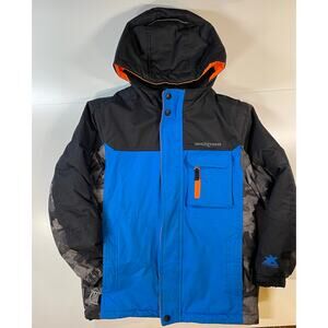 ZeroXposur Boys Insulated Hooded Winter Jacket Blue Black Size 7/8 snow day cold